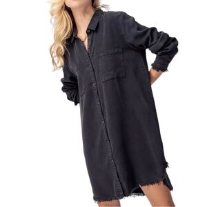 Black Button-Up Shirt Dress